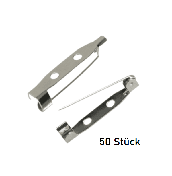 Broschenadeln mit Lochplatte silber ohne SV 25 x 7 mm (50 Stück) Broschenadeln mit Lochplatte silber ohne SV 25 x 7 mm (50 Stück)