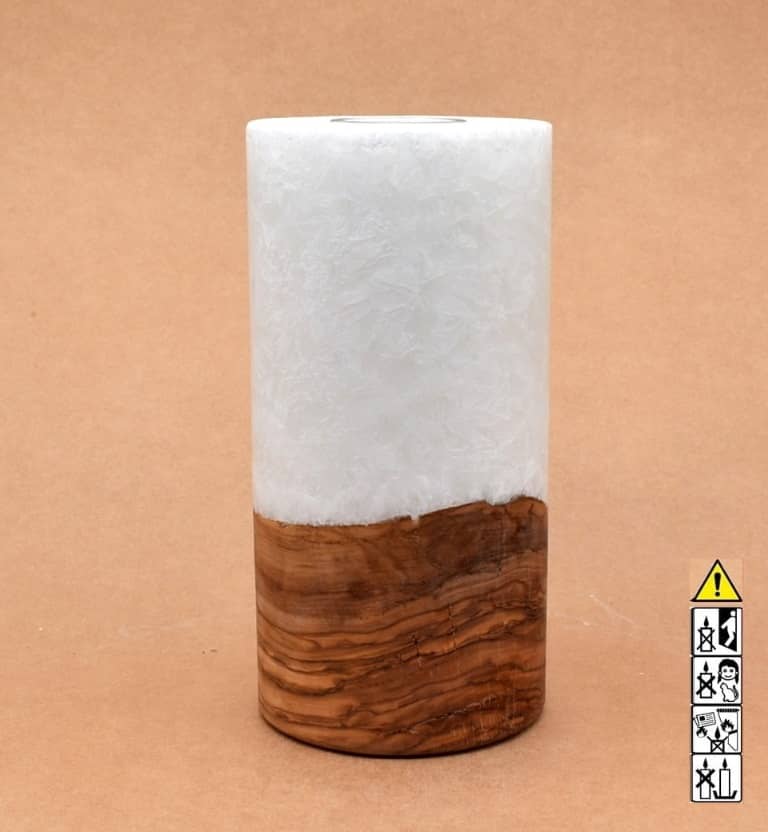 Kerze mit Holz Rund 100x200mm Nr.4
