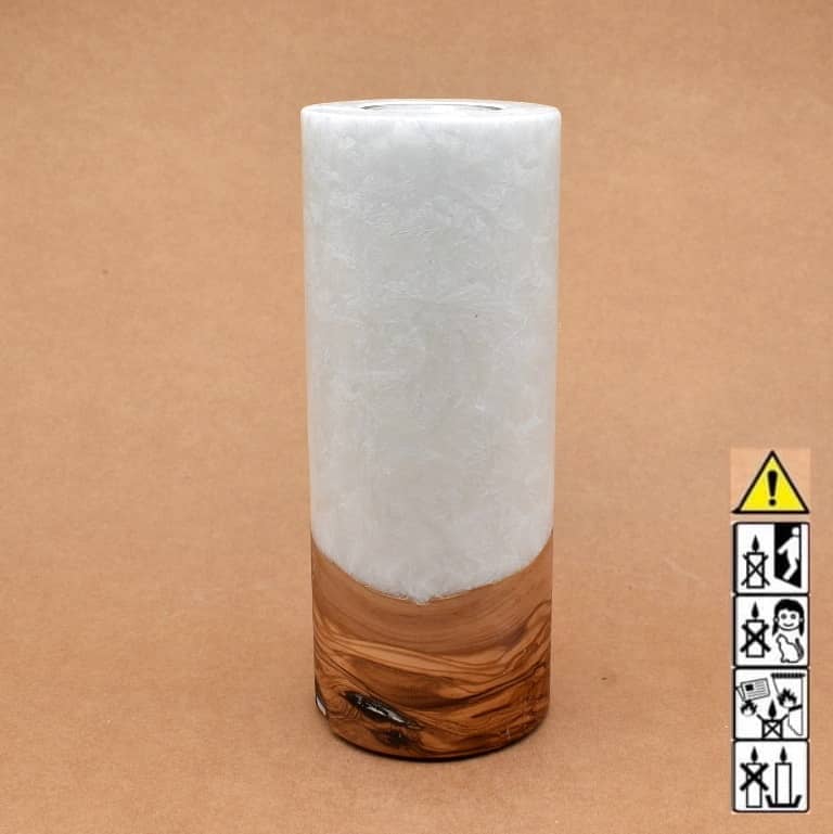 Kerze mit Holz Unikat Rund 80x200mm mit Teelicht. Jetzt in unserem Geschenke Onlineshop kaufen.