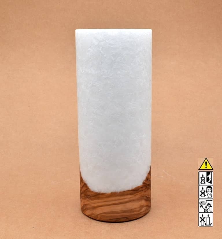 Kerze mit Holz Unikat Rund 100 x 250 mm mit Teelicht Nr.: 9