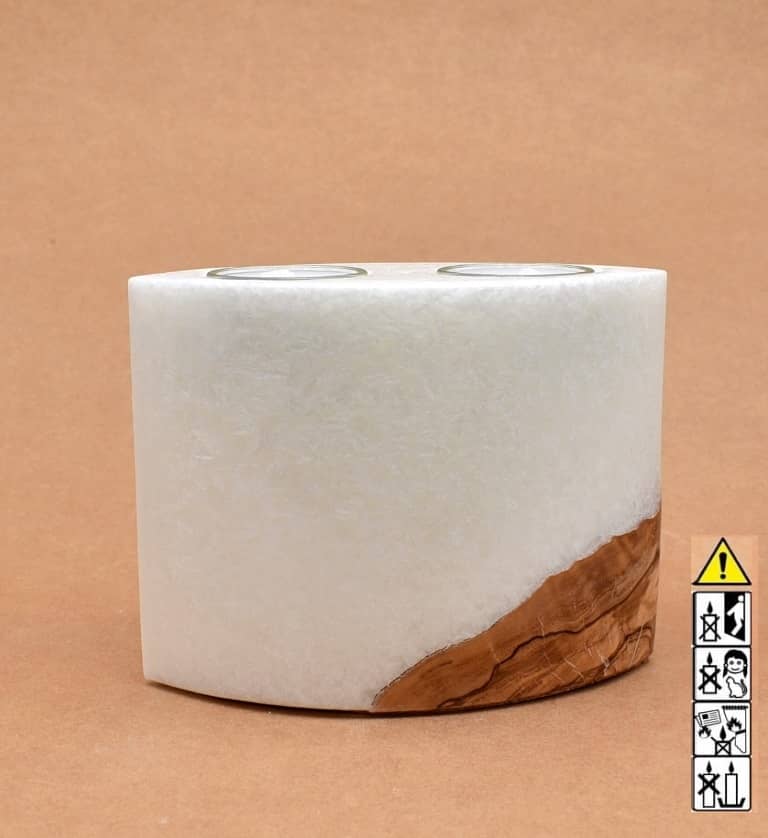 Hochzeitskerze, Kerze mit Holzeinsatz, Teelicht rund, Stearin, im Kerzen online Shop für Hochzeiten bestellen, günstig kaufen.