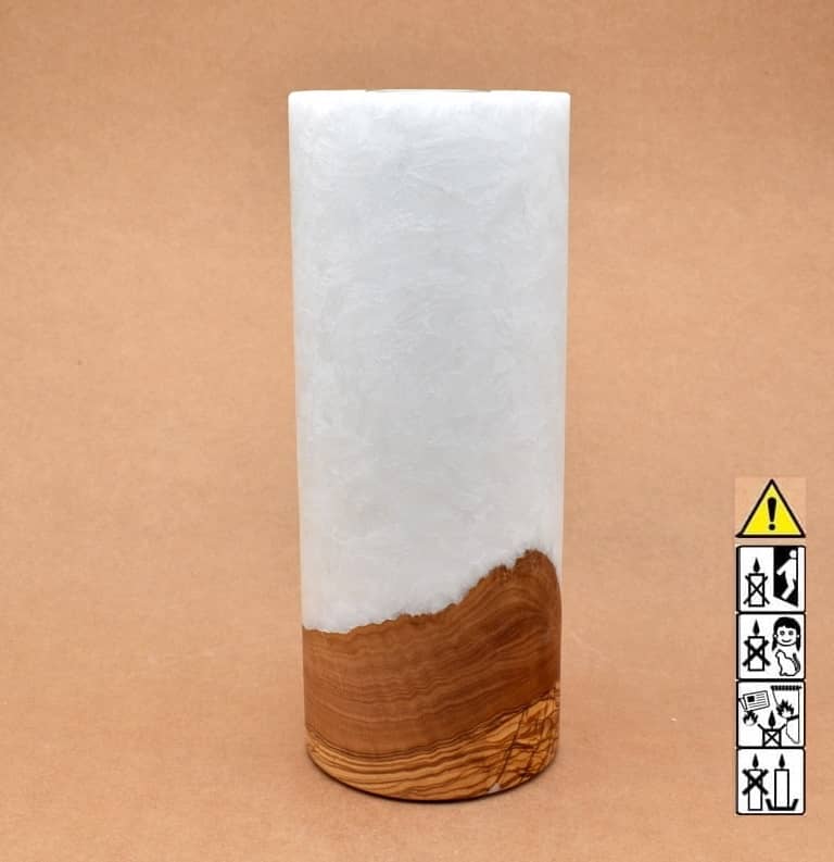 Kerze mit Holz Unikat Rund 100 x 250 mm mit Teelicht Nr.: 6