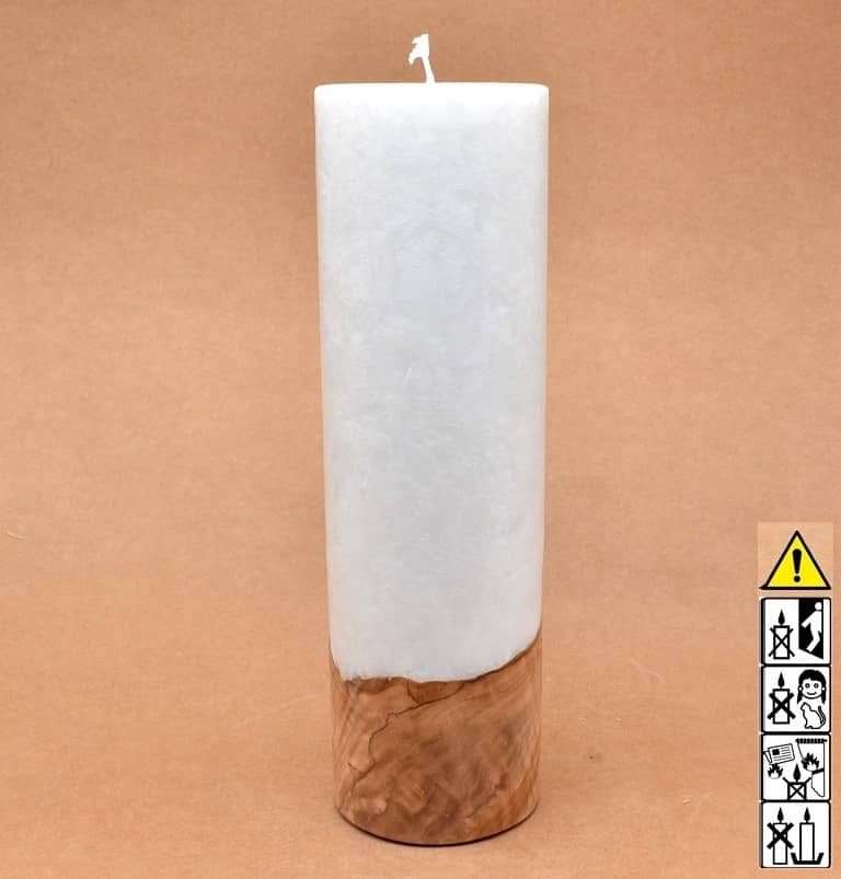 Hochzeitskerze, Kerze mit Holzeinsatz ohne Teelicht rund, Stearin, Individuelle, perönliche Hochzeitskerze  im Kerzen online Shop für Hochzeiten bestellen, günstig kaufen.