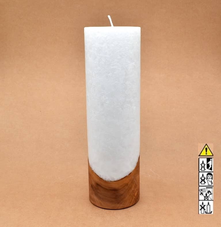 Hochzeitskerze, Kerze mit Holzeinsatz ohne Teelicht rund, Stearin, Individuelle, perönliche Hochzeitskerze  im Kerzen online Shop für Hochzeiten bestellen, günstig kaufen.