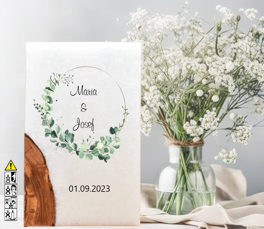 Kerze mit Holzelement für Hochzeitskerze ausgesucht. günstig in unserem Onlineshop kaufen. Personalisierte Geschenke online kaufen