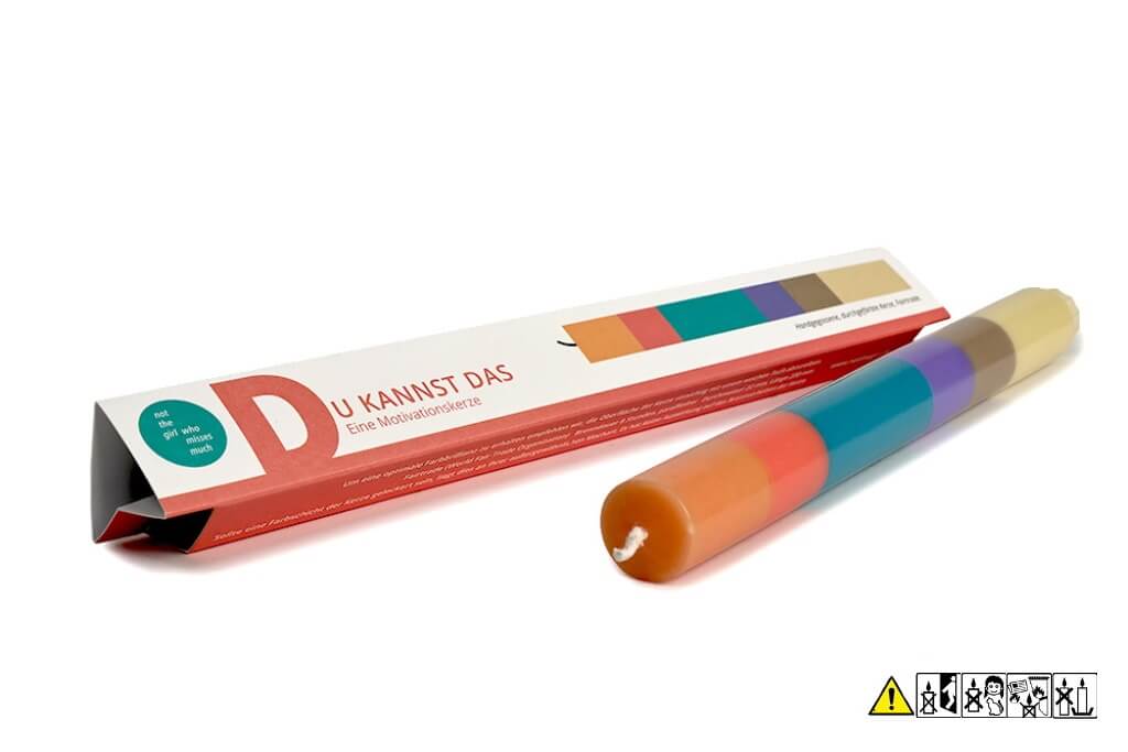 Bunte Stabkerze "Du kannst das" 22 x 230 mm (ohne Deko)