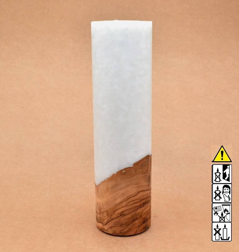 Kerze mit Holz Unikat Rund 70 x 250 mm mit Teelicht Nr.: 1