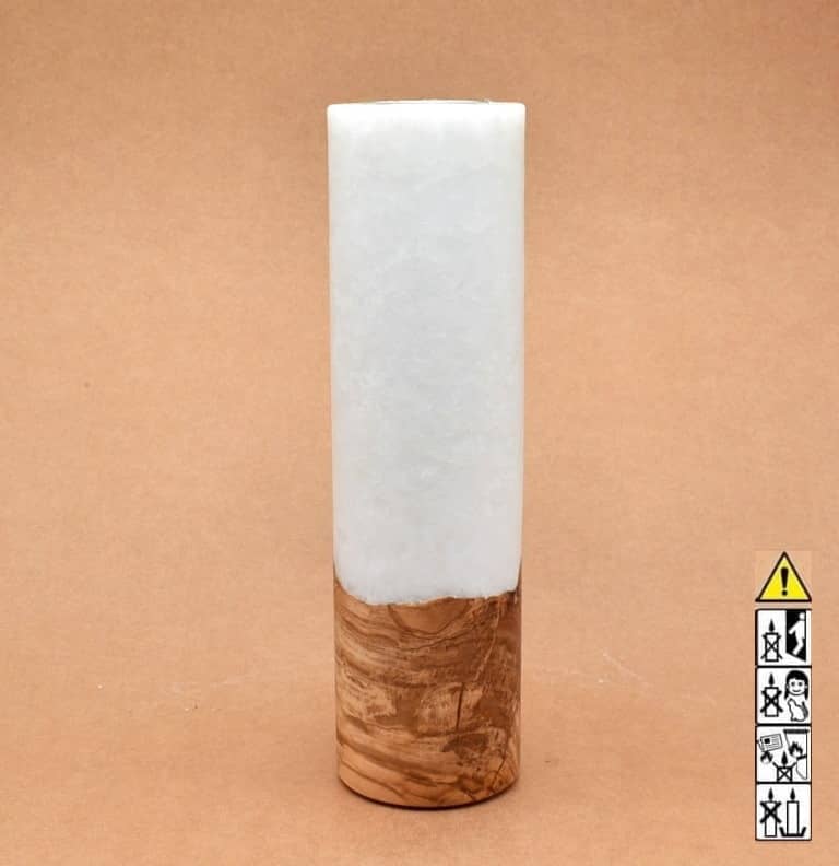 Kerze mit Holz Unikat Rund 70 x 250 mm mit Teelicht Nr.: 1