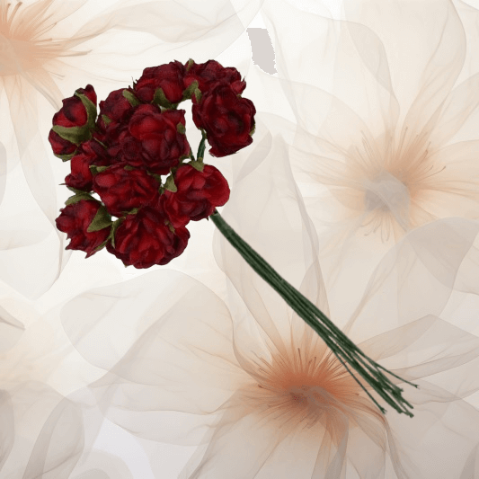 Biedermeier - Rose ⌀ 18 mm in weinrot für Hochzeitsanstecker - Büscherl