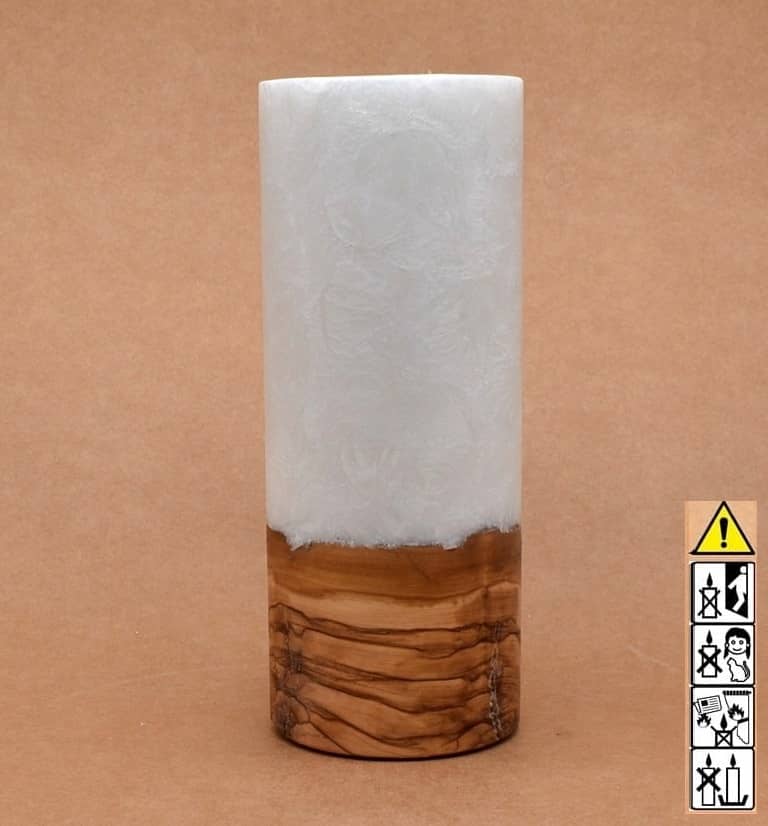 Kerze mit Holz Unikat Rund 80x200mm mit Teelicht. Jetzt in unserem Geschenke Onlineshop kaufen.