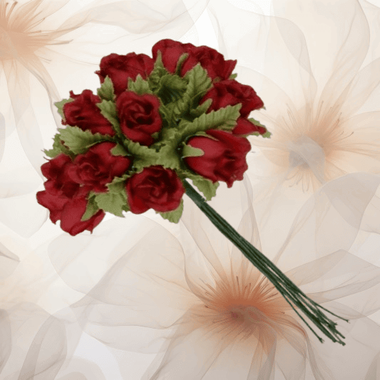 Farm - Rose ⌀ 15 mm in weinrot für Hochzeitsanstecker - Büscherl