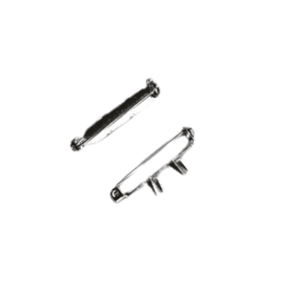 Broschenadeln mit 2 Krallen 30 x 7 mm silber (1 Stück) Broschenadeln mit 2 Krallen 30 x 7 mm silber (1 Stück)