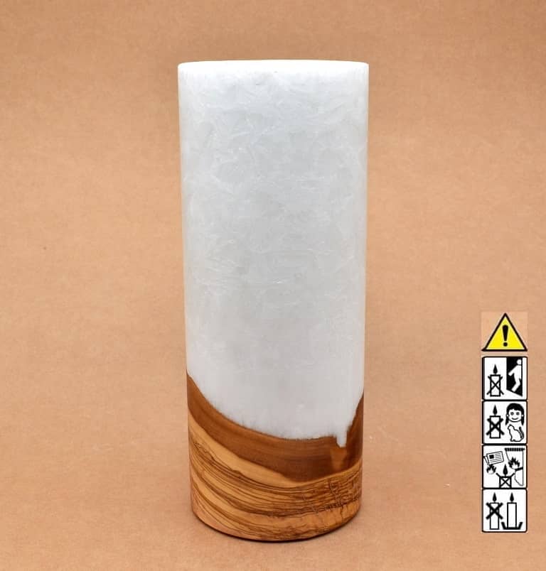 Kerze mit Holz Unikat Rund 100 x 250 mm mit Teelicht Nr.: 5