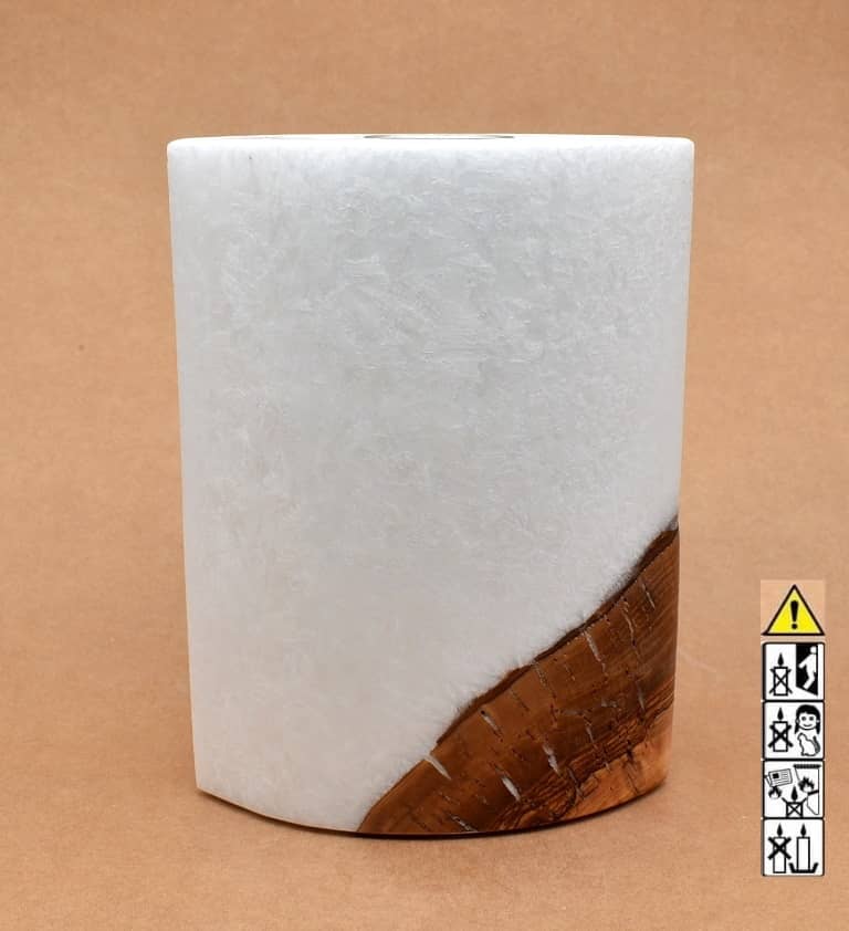 Kerze mit Holzelement, Individuelle, persönliche Hochzeitskerze  Holzkerze, Rund Stearinoptik, Hochzeitskerze mit Teelicht im Kerzen online Shop für Hochzeiten bestellen, günstig kaufen.