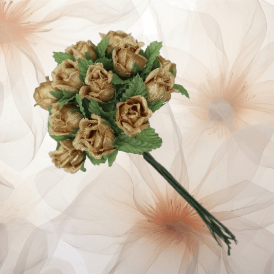 Farm - Rose ⌀ 15 mm in brokat gold für Hochzeitsanstecker - Büscherl