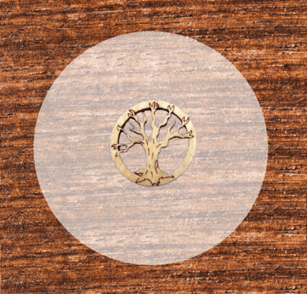 Lebensbaum im Kreis 24 x 24 mm für Hochzeitsanstecker - Büscherl