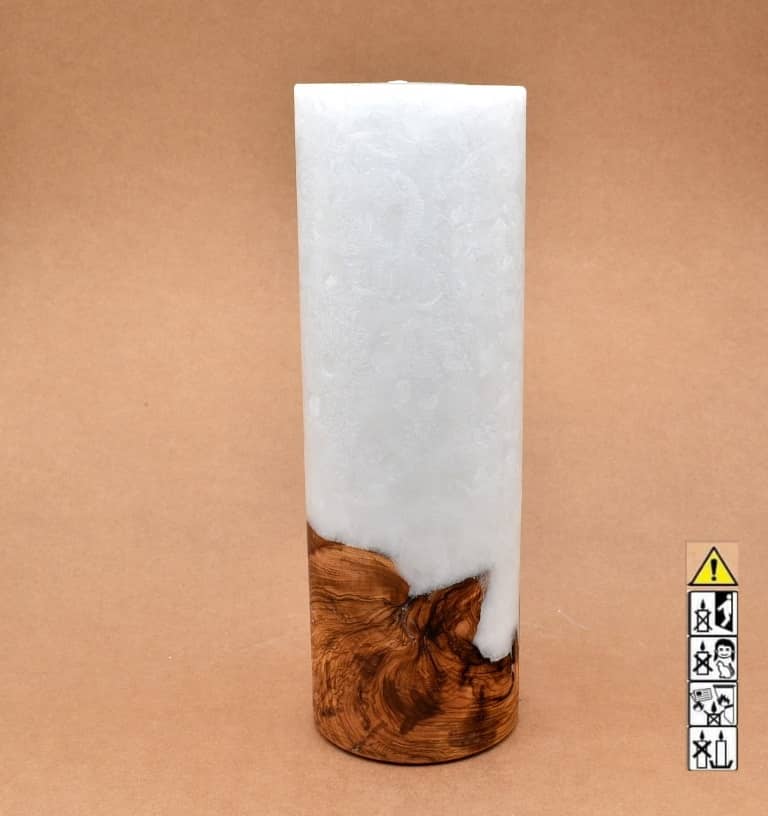 Kerze mit Holz Unikat Rund 100 x 300 mm mit Teelicht Nr.: 10