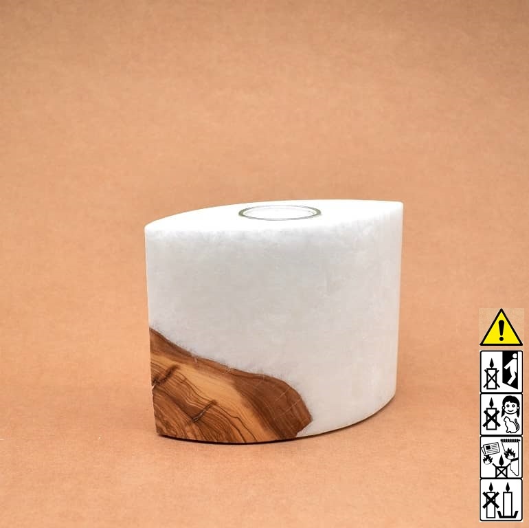 Kerze mit Holz Unikat Oval 80 x 140 x 120 mm mit 1 Teelicht Nr.: 2 Kerze mit Holz Unikat Oval 80 x 140 x 120 mm mit 1 Teelicht Nr.: 2