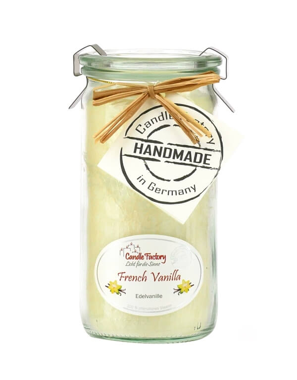 Candle Factory Hochwertige Duftkerze im Weck Glas aus Stearinwachs mit dem Duft French Vanilla Mini Jumbo von Candle Factory