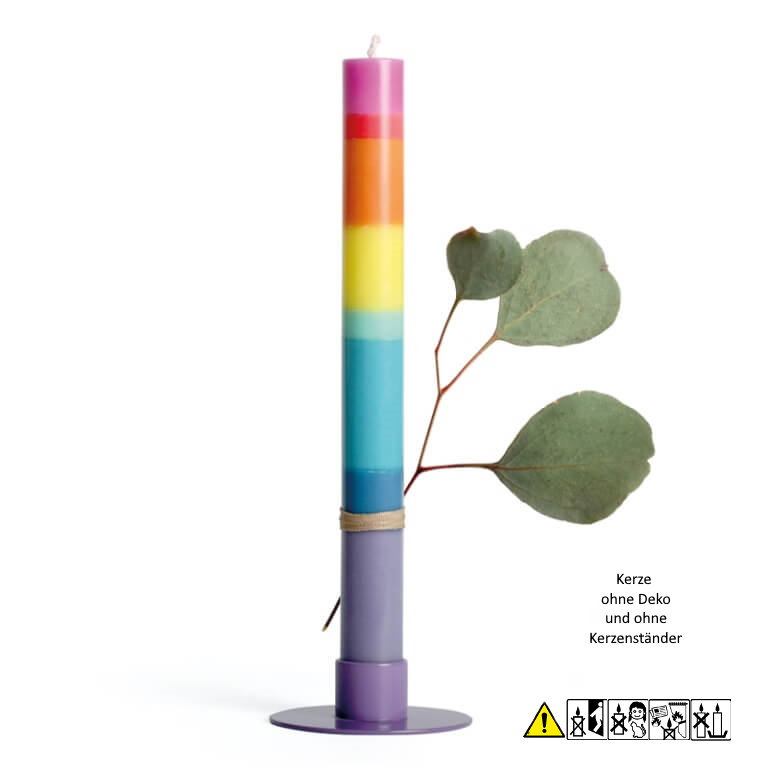 Bunte Stabkerze "Regenbogen" 22 x 230 mm (ohne Deko)