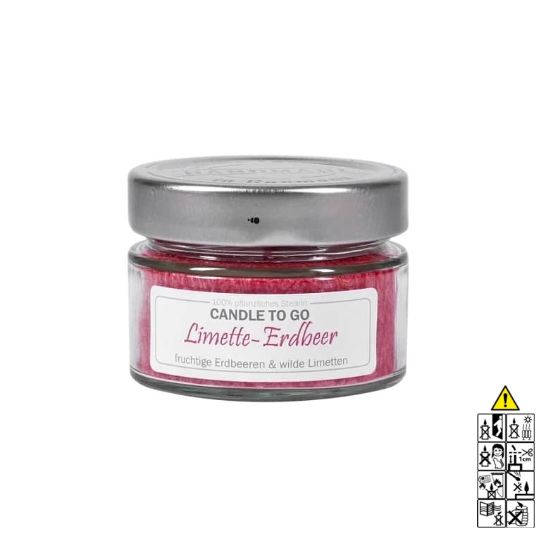 Limette - Erdbeere  - Candle to Go Reisekerze. Duftkerze im Glas von Candle Factory