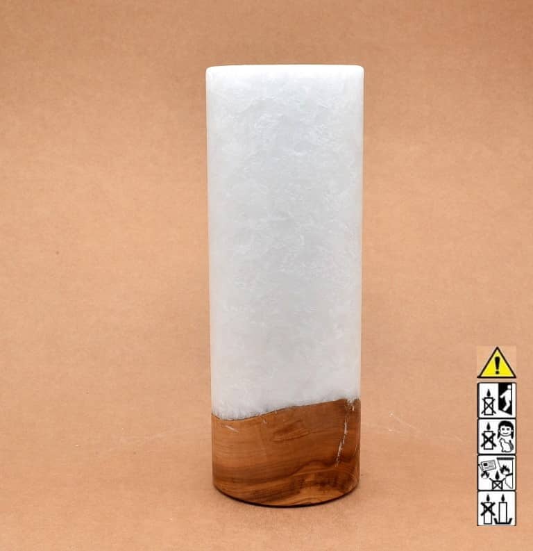 Kerze mit Holzelement, Individuelle, persönliche Hochzeitskerze  Holzkerze, Rund Stearinoptik, Hochzeitskerze mit Teelicht im Kerzen online Shop für Hochzeiten bestellen, günstig kaufen.