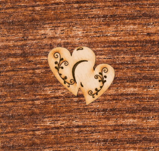 Doppelherz mit Tripal Muster 48 x 41 mm für Hochzeitsanstecker - Büscherl Doppelherz mit Tripal Muster 48 x 41 mm für Hochzeitsanstecker - Büscherl