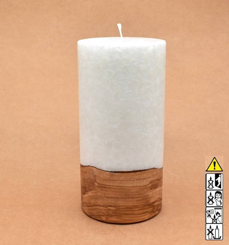 Hochzeitskerze, Kerze mit Holzeinsatz ohne Teelicht rund, Stearin, im Kerzen online Shop für Hochzeiten bestellen, günstig kaufen.