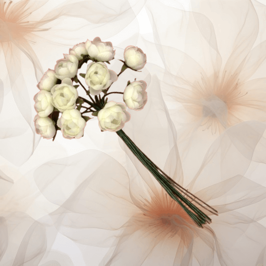 Edel - Rose ⌀ 15 mm in creme für Hochzeitsanstecker - Büscherl