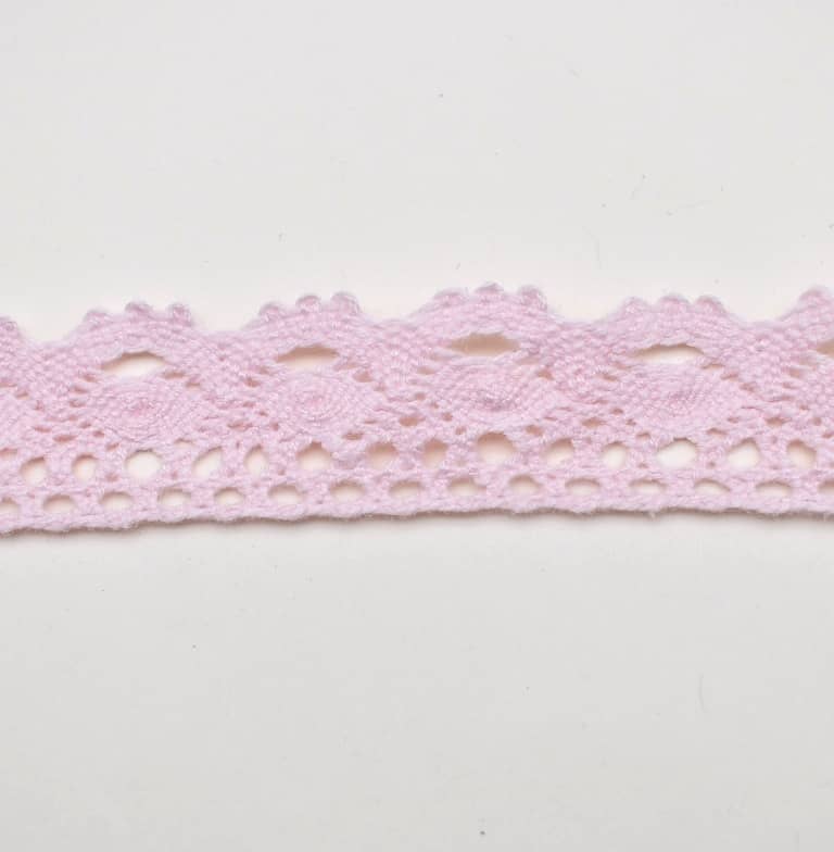 28mm Häkelspitze aus Baumwolle. Farbe: rosa