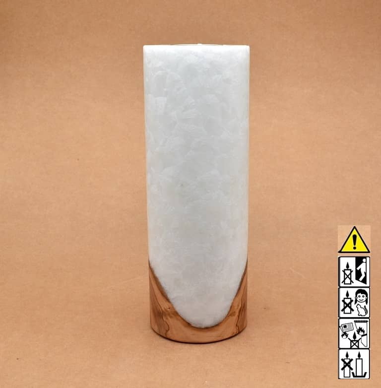 Kerze mit Holzelement, Individuelle, persönliche Hochzeitskerze  Holzkerze, Rund Stearinoptik, Hochzeitskerze mit Teelicht im Kerzen online Shop für Hochzeiten bestellen, günstig kaufen.