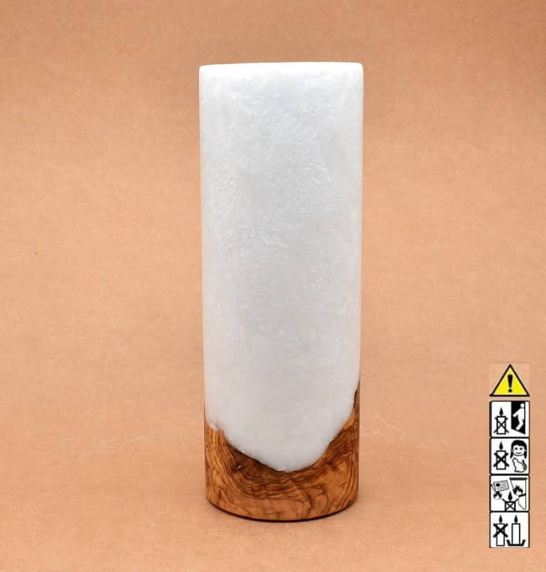 Kerze mit Holzelement, Individuelle, persönliche Hochzeitskerze  Holzkerze, Rund Stearinoptik, Hochzeitskerze mit Teelicht im Kerzen online Shop für Hochzeiten bestellen, günstig kaufen.