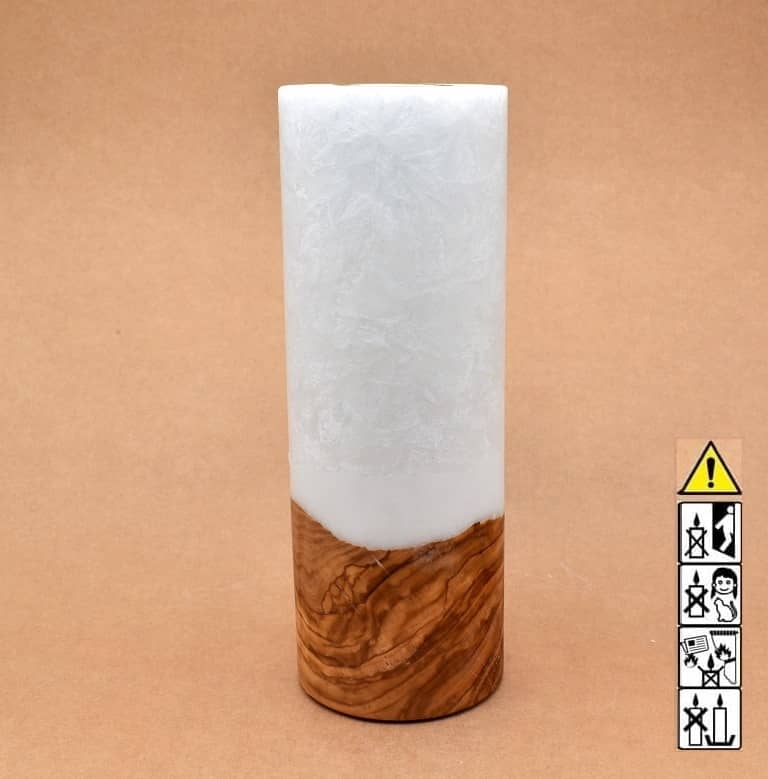 Kerze mit Holz Unikat Rund 90 x 250 mm mit Teelicht Nr.: 4