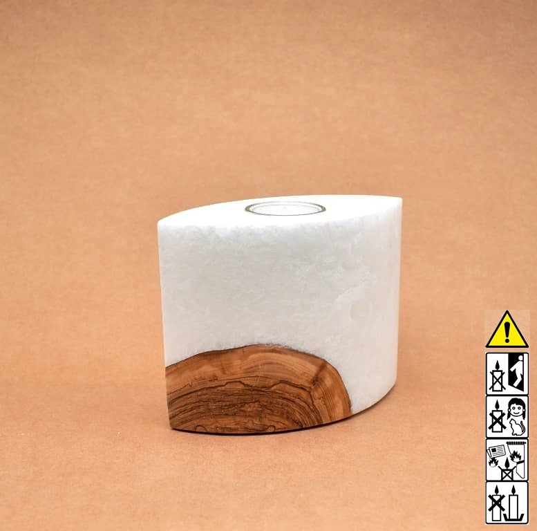 Kerze mit Holz Unikat Oval 80 x 140 x 120 mm mit 1 Teelicht Nr.: 3 Kerze mit Holz Unikat Oval 80 x 140 x 120 mm mit 1 Teelicht Nr.: 3