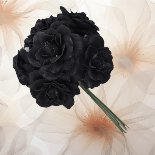 Samtröschen ⌀ 48 mm in schwarz für Hochzeitsanstecker - Büscherl