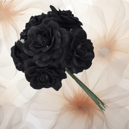 Samtröschen Ø 48 mm in schwarz für Hochzeitsanstecker - Büscherl Samtröschen Ø 48 mm in schwarz für Hochzeitsanstecker - Büscherl