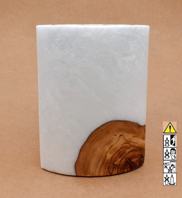 Kerze mit Holzelement, Individuelle, persönliche Hochzeitskerze  Holzkerze, Rund Stearinoptik, Hochzeitskerze mit Teelicht im Kerzen online Shop für Hochzeiten bestellen, günstig kaufen.