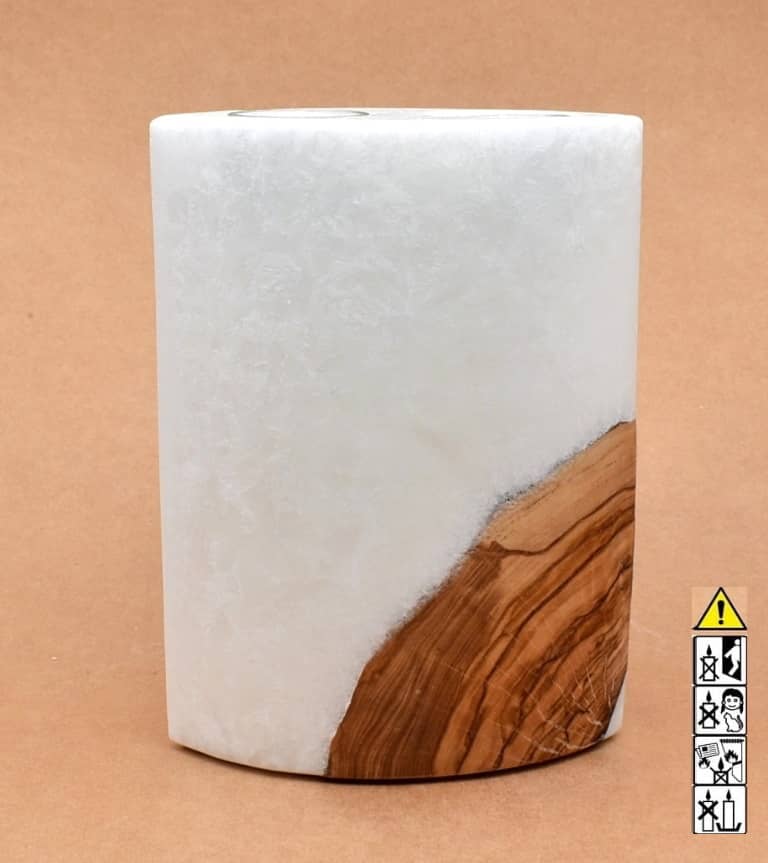 Kerze mit Holzelement, Individuelle, persönliche Hochzeitskerze  Holzkerze, Rund Stearinoptik, Hochzeitskerze mit Teelicht im Kerzen online Shop für Hochzeiten bestellen, günstig kaufen.