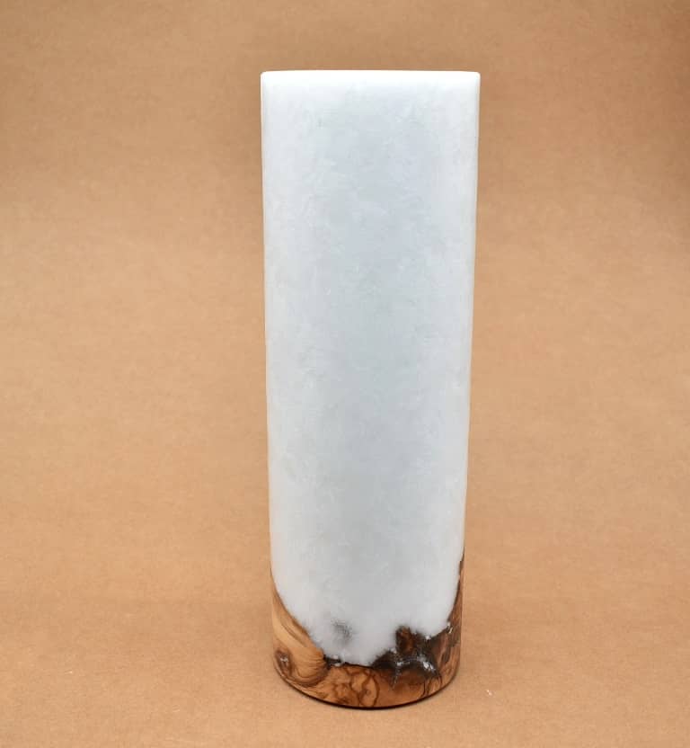 Kerze mit Holz Unikat Rund 100 x 300 mm mit Teelicht Nr.: 9