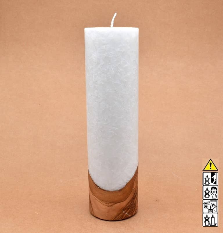 Kerze mit Holz Unikat Rund 70 x 250 mm mit Docht Nr.: 5