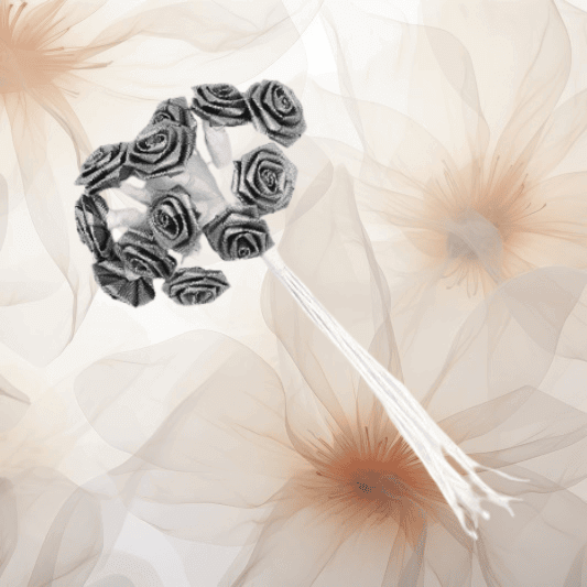 Diorrose brokat Ø 14 mm in silber für Hochzeitsanstecker - Büscherl
