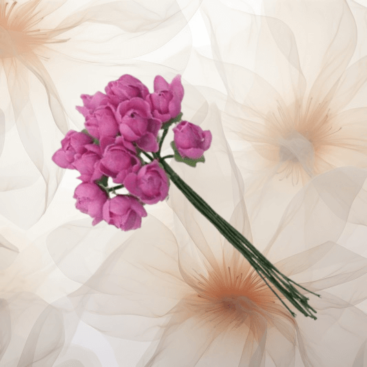 Miniröschen ⌀ 10 mm in orchidee für Hochzeitsanstecker - Büscherl