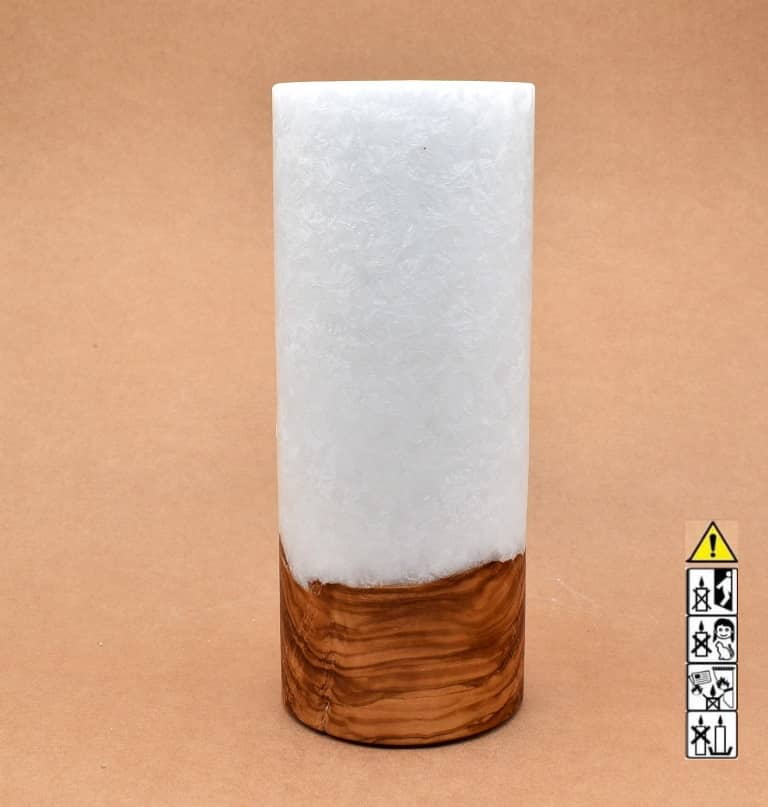 Kerze mit Holz Unikat Rund 100 x 250 mm mit Teelicht Nr.: 9
