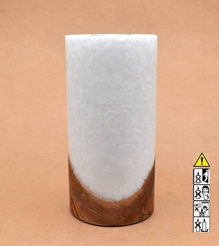 Kerze mit Holz Unikat Rund 100 x 200 mm mit Teelicht Nr.: 1