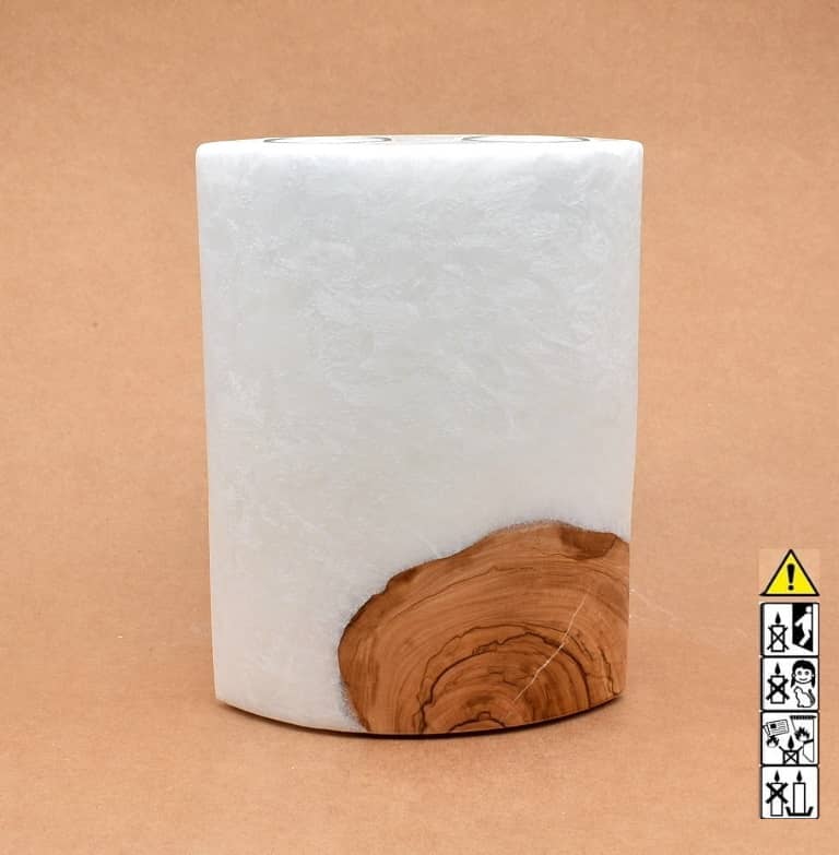 Kerze mit Holzelement, Individuelle, persönliche Hochzeitskerze  Holzkerze, Rund Stearinoptik, Hochzeitskerze mit Teelicht im Kerzen online Shop für Hochzeiten bestellen, günstig kaufen.