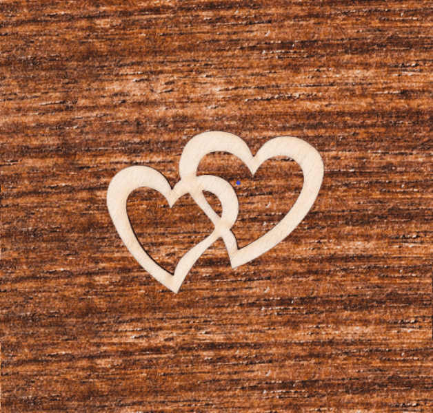Doppel - Holzherz geschwungen 40 x 50 mm für Hochzeitsanstecker - Büscherl Doppel - Holzherz geschwungen 40 x 50 mm für Hochzeitsanstecker - Büscherl