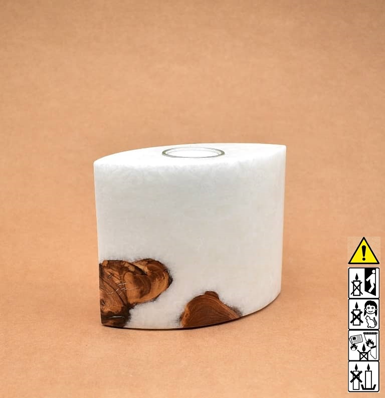 Kerze mit Holz Unikat Oval 80 x 140 x 120 mm mit 1 Teelicht Nr.: 8 Kerze mit Holz Unikat Oval 80 x 140 x 120 mm mit 1 Teelicht Nr.: 8