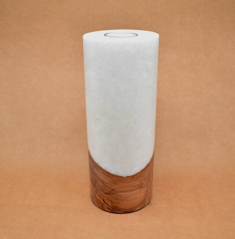 Kerze mit Holz Unikat Rund 100 x 250 mm Nr.3