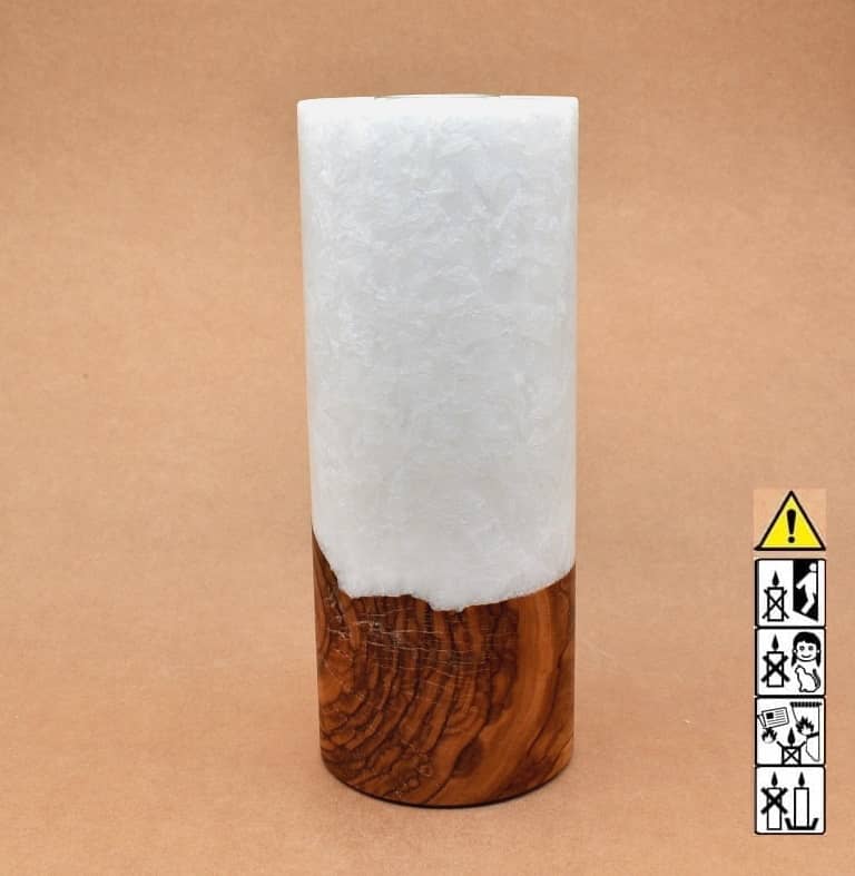 Kerze mit Holz Unikat Rund 100 x 250 mm mit Teelicht Nr.: 1