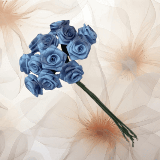 Dior-Rose Ø 14 mm in stahlblau für Hochzeitsanstecker - Büscherl